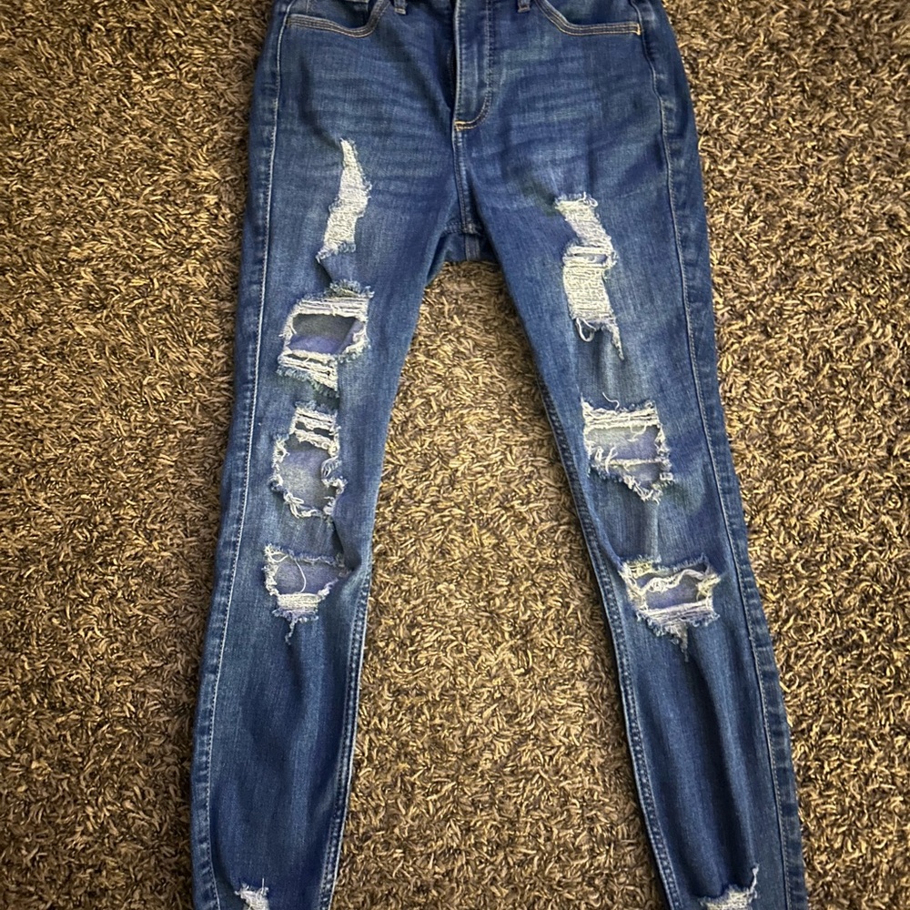 Hollister Blue Distressed Skinny Jeans